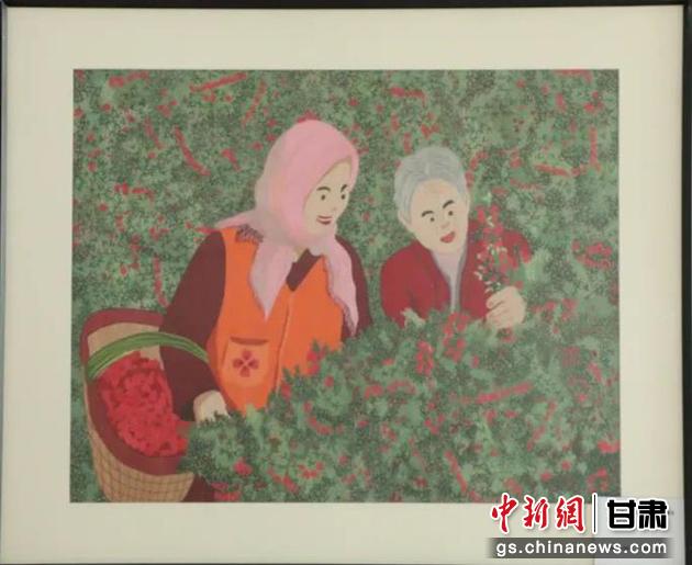 靖遠(yuǎn)縣枸杞種植業(yè)帶動10多萬農(nóng)民脫貧致富。刺繡 王明風(fēng) 繡稿 胡靜