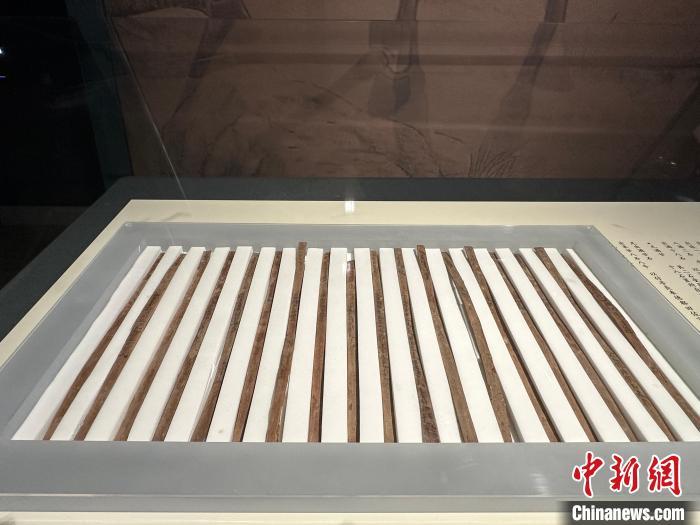 圖為甘肅簡牘博物館展陳的漢簡。中新社記者 戴文昌 攝