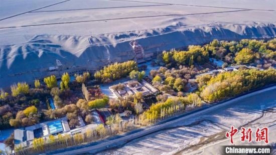 2022年11月，航拍深秋季節(jié)的莫高窟。　　王斌銀 攝