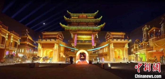 2024年7月15日，甘肅嘉峪關(guān)開啟“夜游”模式。圖為夜游燈光劇《天下嘉峪關(guān)》光影效果。(甘肅嘉峪關(guān)關(guān)城景區(qū)供圖)