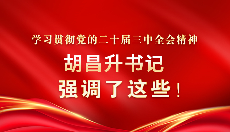 圖解|學(xué)習(xí)貫徹黨的二十屆三中全會(huì)精神 胡昌升書(shū)記強(qiáng)調(diào)了這些！